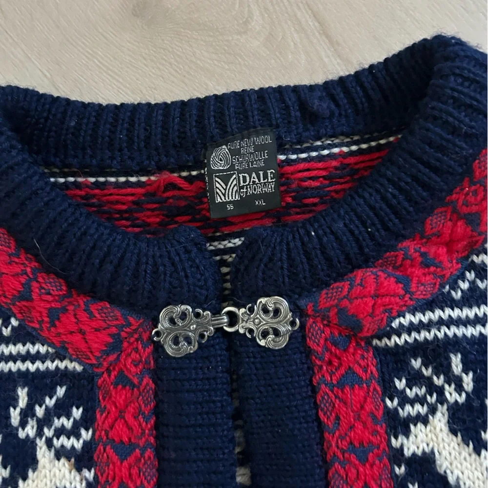 DALE of norway virigin wool sweater womens size XXL loose weave navy winter - Picture 5 of 14